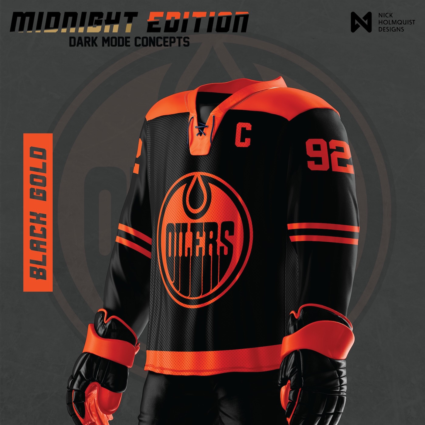 Black Gold: Edmonton Oilers Midnight Edition blackout alternate jersey concept