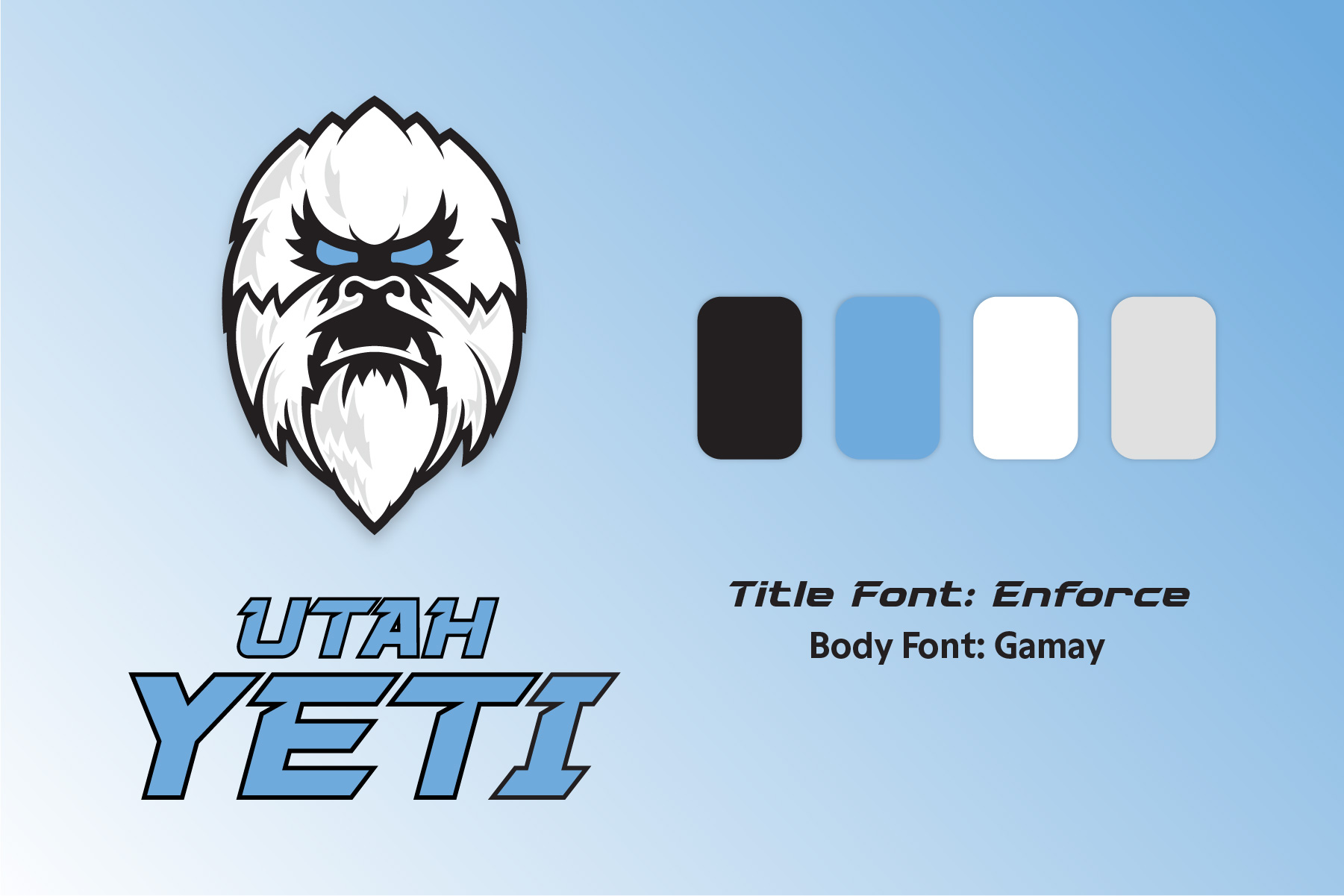 Utah Yeti brand identity applied across merchandise and gameday graphics, an example of Elevate the Identity work